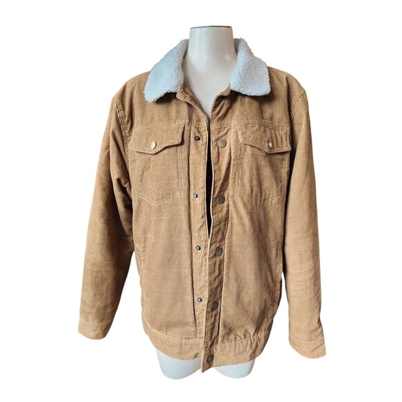 Trademark Brooklyn Cloth Sherpa Lined Corduroy Jacket Men Sz LG Tobacco *read* - Picture 3 of 14